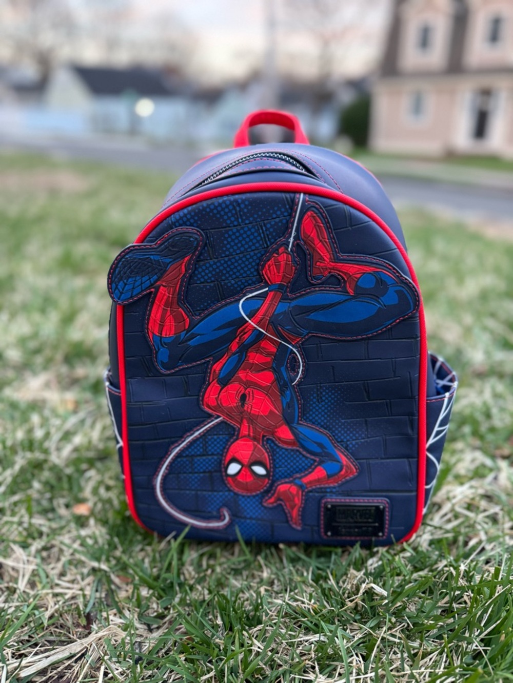 Loungefly Navy and Red Spider-Man Kids Mini Backpack - Picture 2 of 6